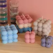 Moule bougie cube bubble 50x60 mm - Blanc x1