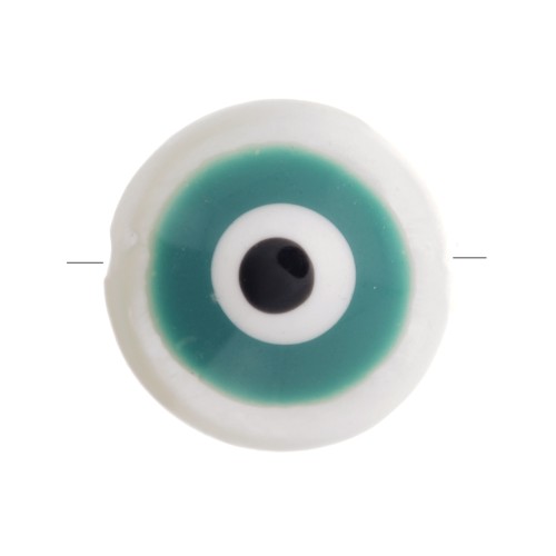 Perle ronde en nacre 8 mm motif oeil Vert x1