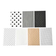 Assortiment de papiers de soie - Pois et Rayures - Noir - Blanc - Marron x80