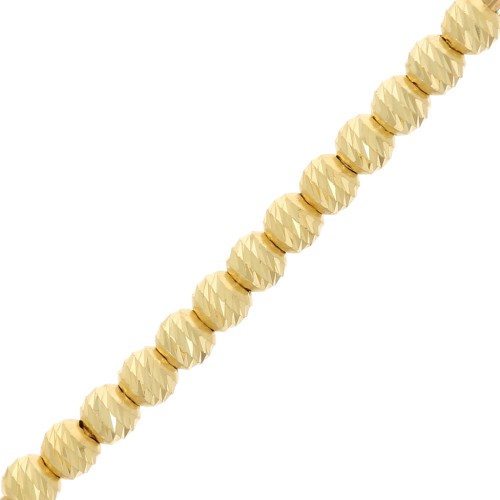 Perles rondes striées diamantées 2 mm - Argent 925 Doré à l'or fin x50