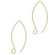 Crochets d'oreilles fil diamanté 31 mm - Argent 925 Doré à l'or fin x2