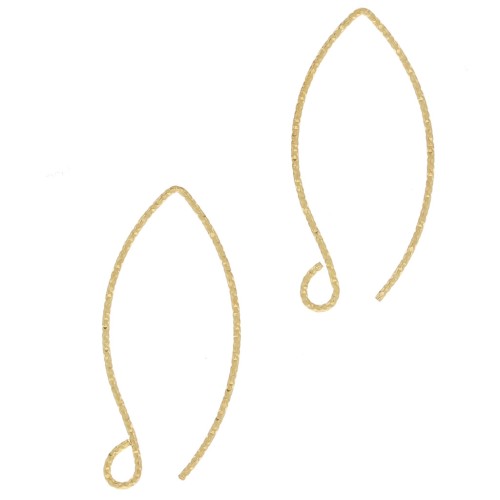 Crochets d'oreilles fil diamanté 31 mm - Argent 925 Doré à l'or fin x2