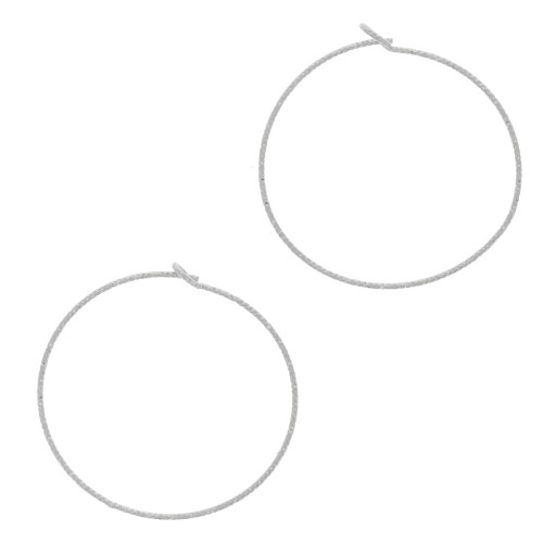 Créoles fil diamanté à décorer 30 mm - Argent 925 x2