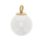 Breloque ronde imitation perle nacrée 6 mm - Gold filled (Or laminé) Blanc x1