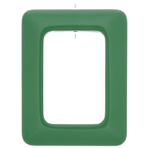 Pendentif rectangle évidé en résine opaque 45x35 mm - Vert x1