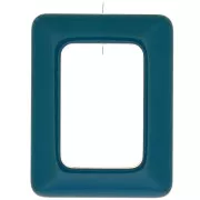 Pendentif rectangle évidé en résine opaque 45x35 mm - Bleu canard x1