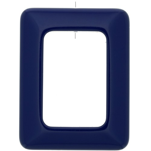 Pendentif rectangle évidé en résine opaque 45x35 mm - Bleu marine x1