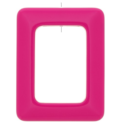 Pendentif rectangle évidé en résine opaque 45x35 mm - Fuchsia x1