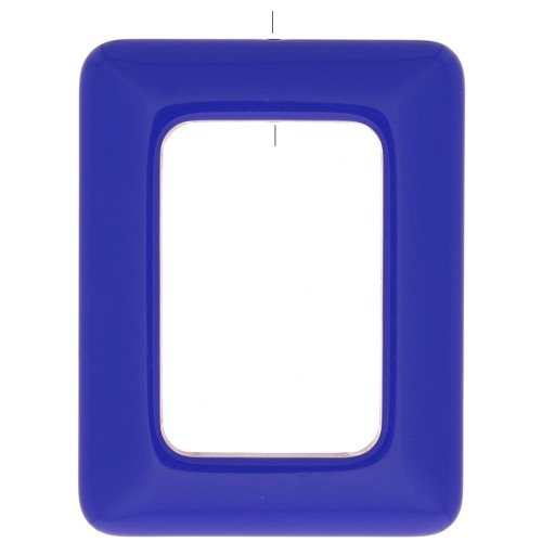 Pendentif rectangle évidé en résine opaque 45x35 mm - Bleu royal x1