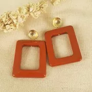 Pendentif rectangle évidé en résine opaque 45x35 mm - Abricot x1