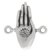 Intercalaire main 20x18 mm - motif oeil - Placage Argent fin vieilli x1|raw }}