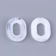 Maillon ovale en acrylique 24x18 mm - Marbré Transparent - Blanc x1