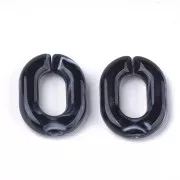 Maillon ovale en acrylique 24x18 mm - Marbré Noir - Blanc x1