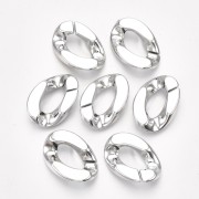 Maillon ovale torsadé en plastique 30x21 mm - Argenté x1