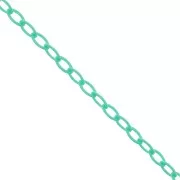 Chaîne plastique maille Forçat 7.4 mm - Bleu lagon x39cm