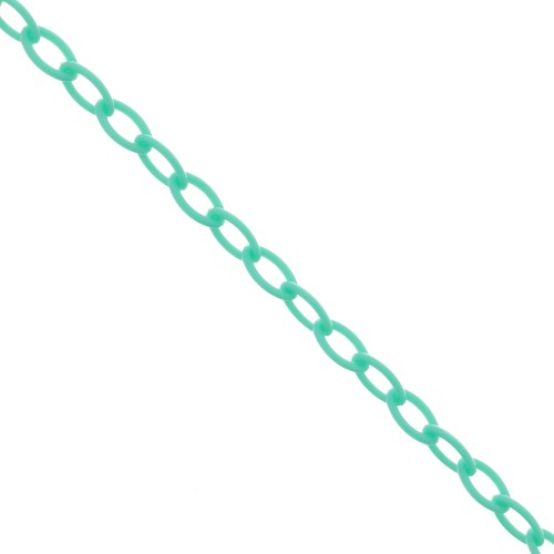 Chaîne plastique maille Forçat 7.4 mm - Bleu lagon x39cm