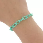 Chaîne plastique maille Forçat 7.4 mm - Bleu lagon x39cm