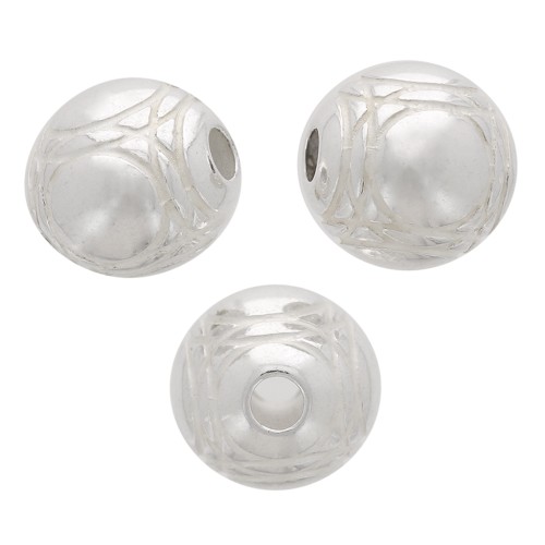 Perle ronde - boule de pétanque 10 mm - Plaqué Argent x1