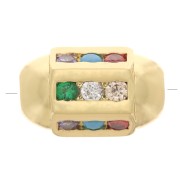 Perle tube hexagonale avec oxydes de Zirconium 12x7 mm - Doré - Multicolore x1|raw }}