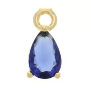 Mini breloque goutte avec oxyde de Zirconium 9x4 mm - Doré - Bleu foncé x1