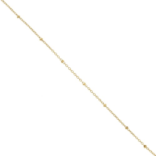 Chaîne maille Forçat limée 1.8 mm avec perles aplaties Acier inox 304 Doré x99cm