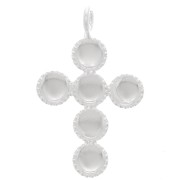 Pendentif croix 25x15 mm pour 6 cabochons fond plat 4 mm - Argent 925 x1