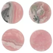 Cabochon plat rond - palet - 12 mm en pierre gemme - Rhodochrosite x1