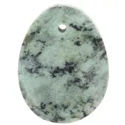 Pendentif facetté ovale 20x15 mm en pierre gemme - Turquoise Africaine - Jaspe x1
