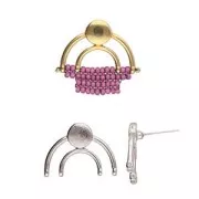 Cymbal - Clous d'oreilles pour Rocaille 11/0 17x23mm Platani VI Argenté vieilli x2