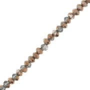 Perles rondelles facettées - rondes aplaties -2x1.5 mm - Brown Light Grey x35cm