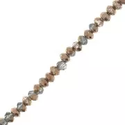 Perles rondelles facettées - rondes aplaties -2x1.5 mm - Brown Light Grey x35cm