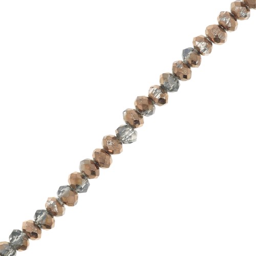 Perles rondelles facettées - rondes aplaties -2x1.5 mm - Brown Light Grey x35cm