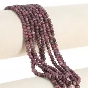 Perles rondes aplaties facettées 4x3mm pierre gemme  teintée Quartz Rose foncéx35cm