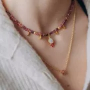 Perles rondes aplaties facettées 4x3 mm gemme teintée Quartz Rose foncé x35cm