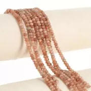 Perles rondes aplaties facettées 4.5x3mm pierre gemme teintée Quartz Saumon 35cm