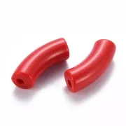 Perles tube incurvé 35x11 mm en acrylique opaque - Rouge x6