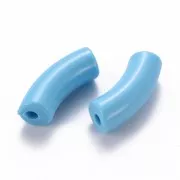 Perles tube incurvé 35x11 mm en acrylique opaque - Bleu clair x6