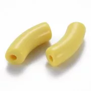 Perles tube incurvé 35x11 mm en acrylique opaque - Jaune x6
