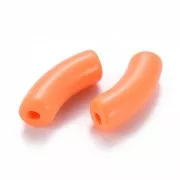 Perles tube incurvé 35x11 mm en acrylique opaque - Orange x6