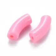 Perles tube incurvé 35x11 mm en acrylique opaque - Rose clair x6