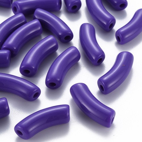 Perles tube incurvé 35x11 mm en acrylique opaque - Violet foncé x6