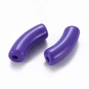 Perles tube incurvé 35x11 mm en acrylique opaque - Violet foncé x6