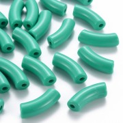 Perles tube incurvé 35x11 mm en acrylique opaque - Vert turquoise x6