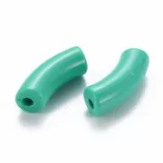 Perles tube incurvé 35x11 mm en acrylique opaque - Vert turquoise x6