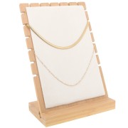 Porte bijoux pour collier - forme rectangle 25x17 cm bambou - suédine Beige x1
