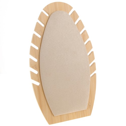 Porte bijoux pour collier - forme ovale 27.5x16cm Bambou - Suédine Beige x1