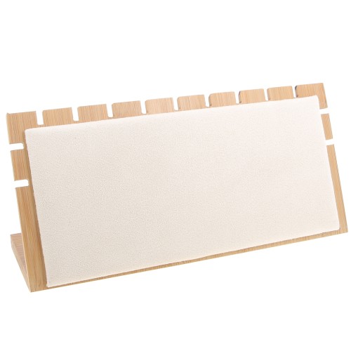 Porte bijoux pour collier - forme rectangle 12x25 cm bambou et suédine Beige x1