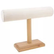 Porte bijoux - présentoir à bijoux pour bracelets 19x25 cm en bois & tissu - Beige