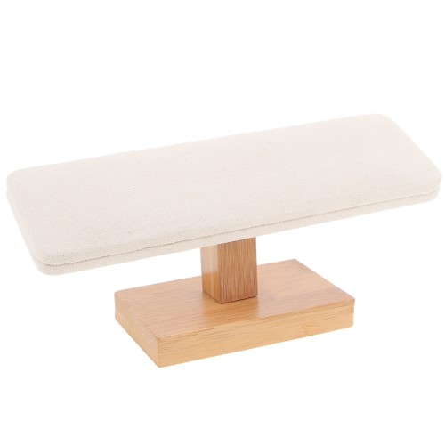 Porte bijoux - présentoir à bijoux pour bracelets 9x20cm bambou & suédine - Beige