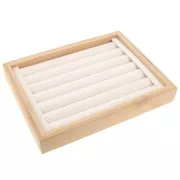 Porte bijoux - présentoir à bijoux pour bagues 20x15 cm - bambou & suédine - Beige